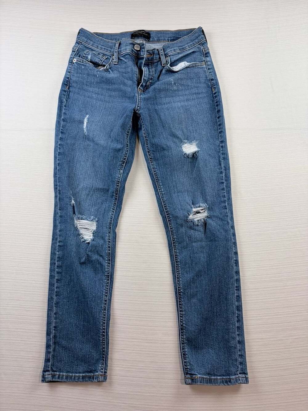 Banana Republic Girlfriend Jean Size 26/2 Petite Blue Distressed Denim